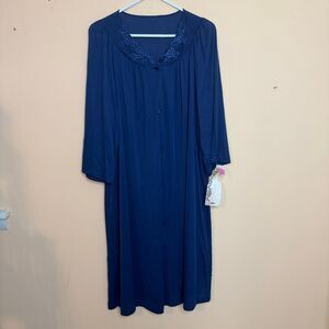 NWT Women's Shadowline 36280 Petals 3/4 Sleeve robe Gown navy